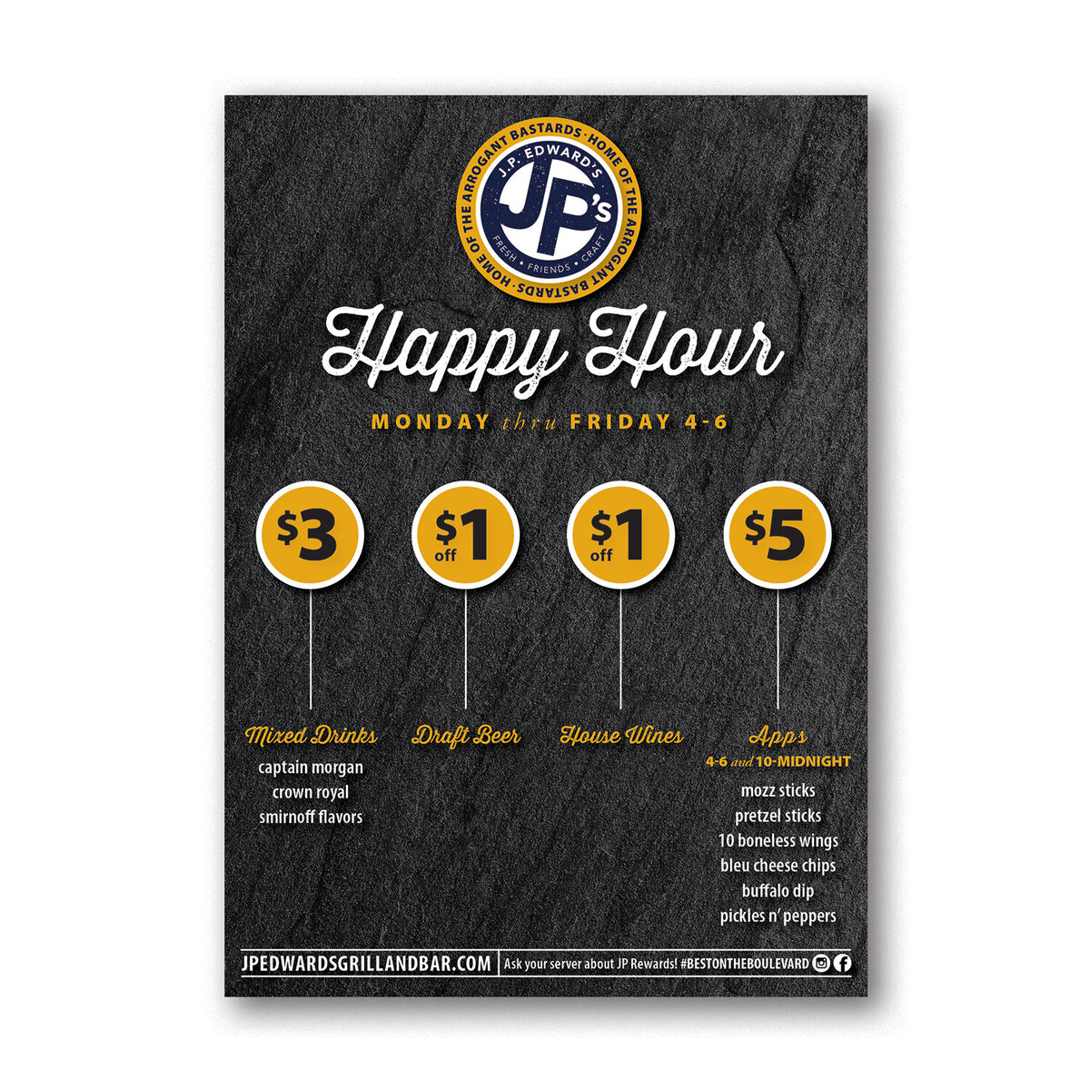 JPs Happy Hour Menu WH