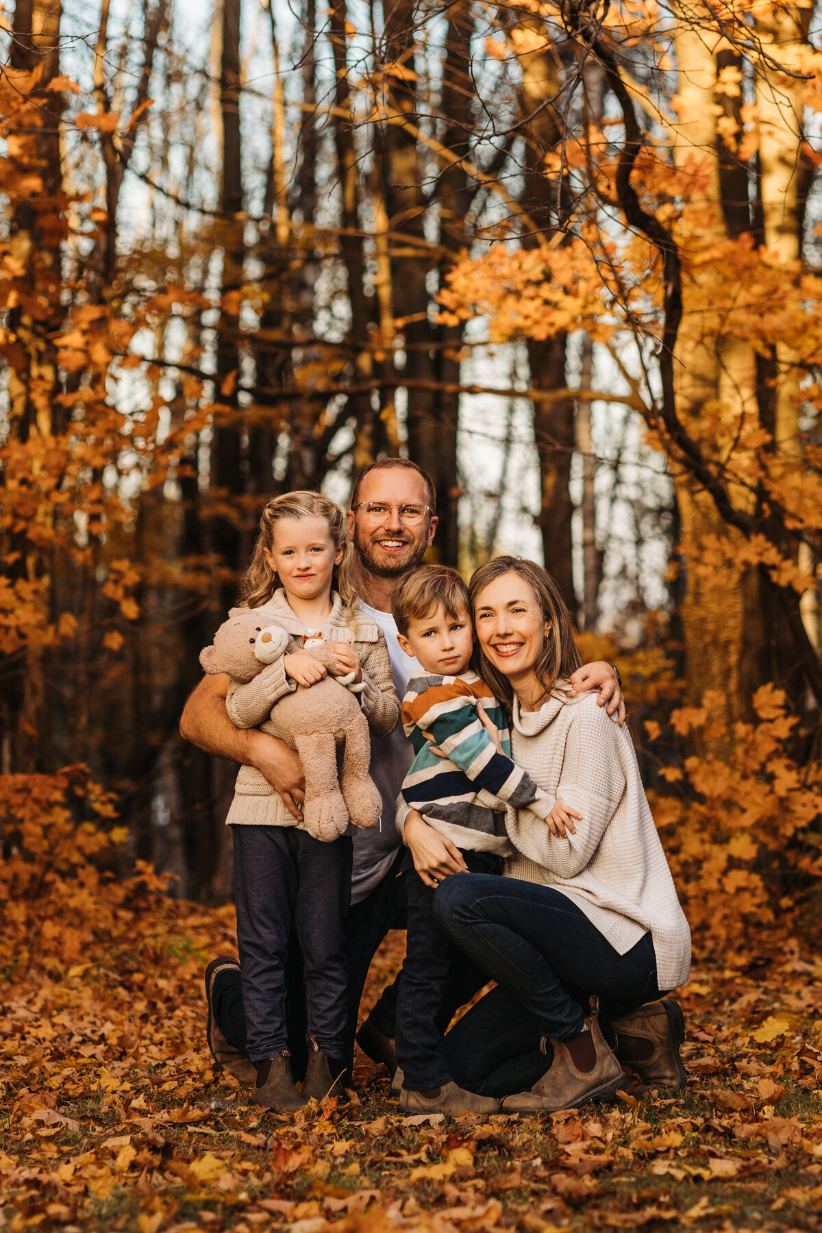 Family of four  at their home  near Gatineau Park