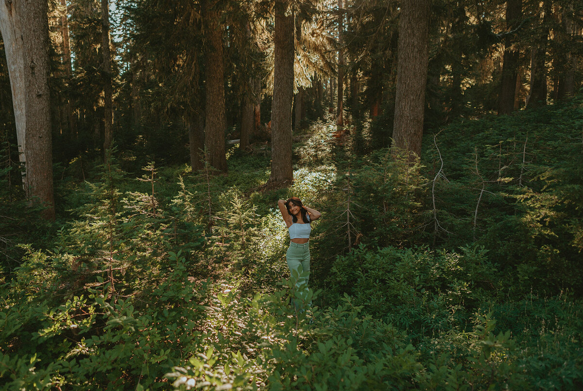 girl walking through the forest