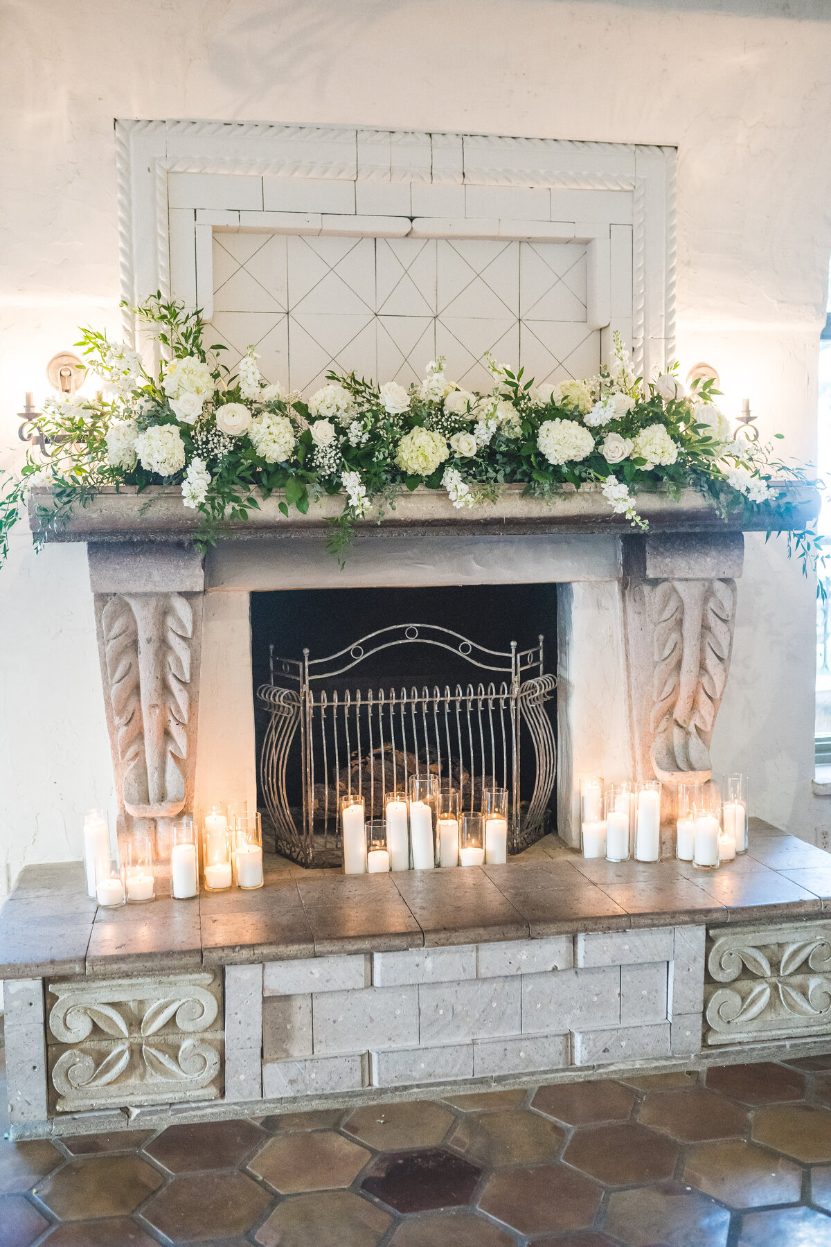 Floral on fireplace