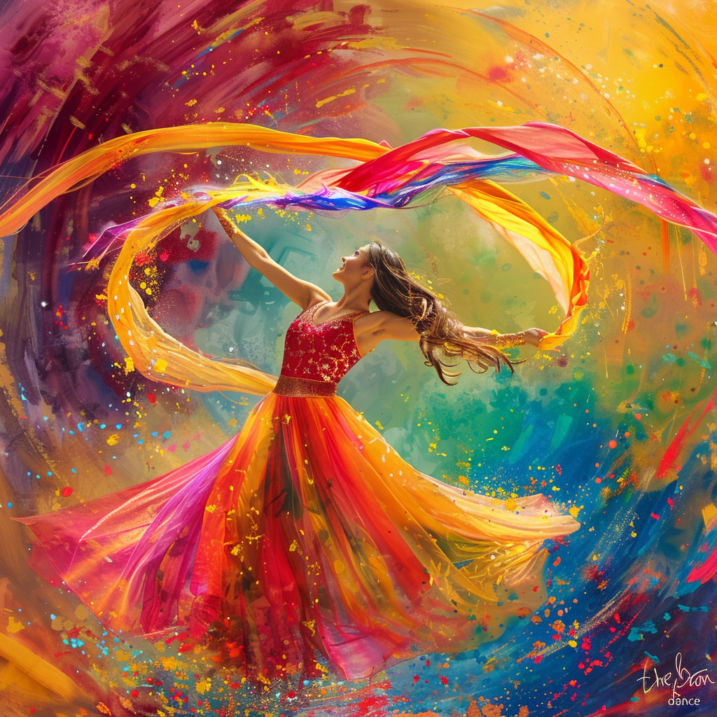 Energetic Dancing Image in Star of Pop Art Template Symbolizing Bold Expression