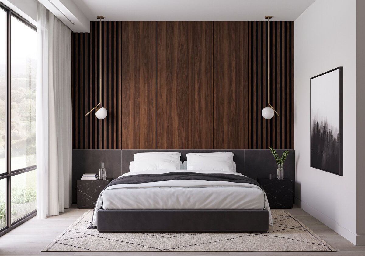 modern bedroom 3d rendering