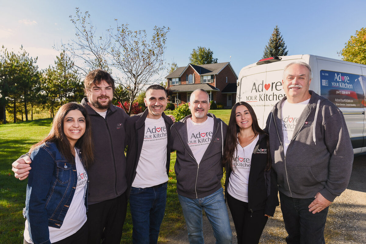 Outdoor team photo of kitchen renovation company