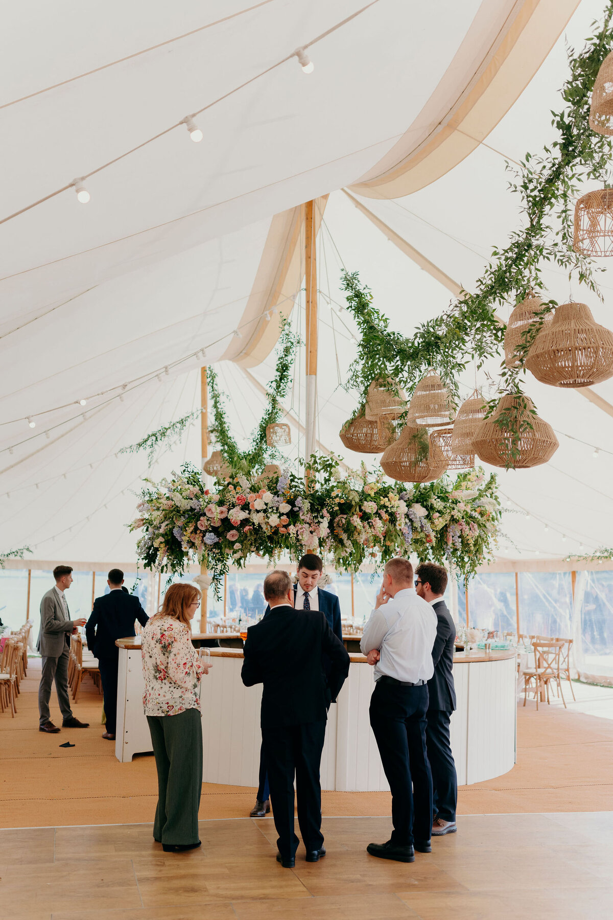 floral hoop marquee wedding rattan lampshades