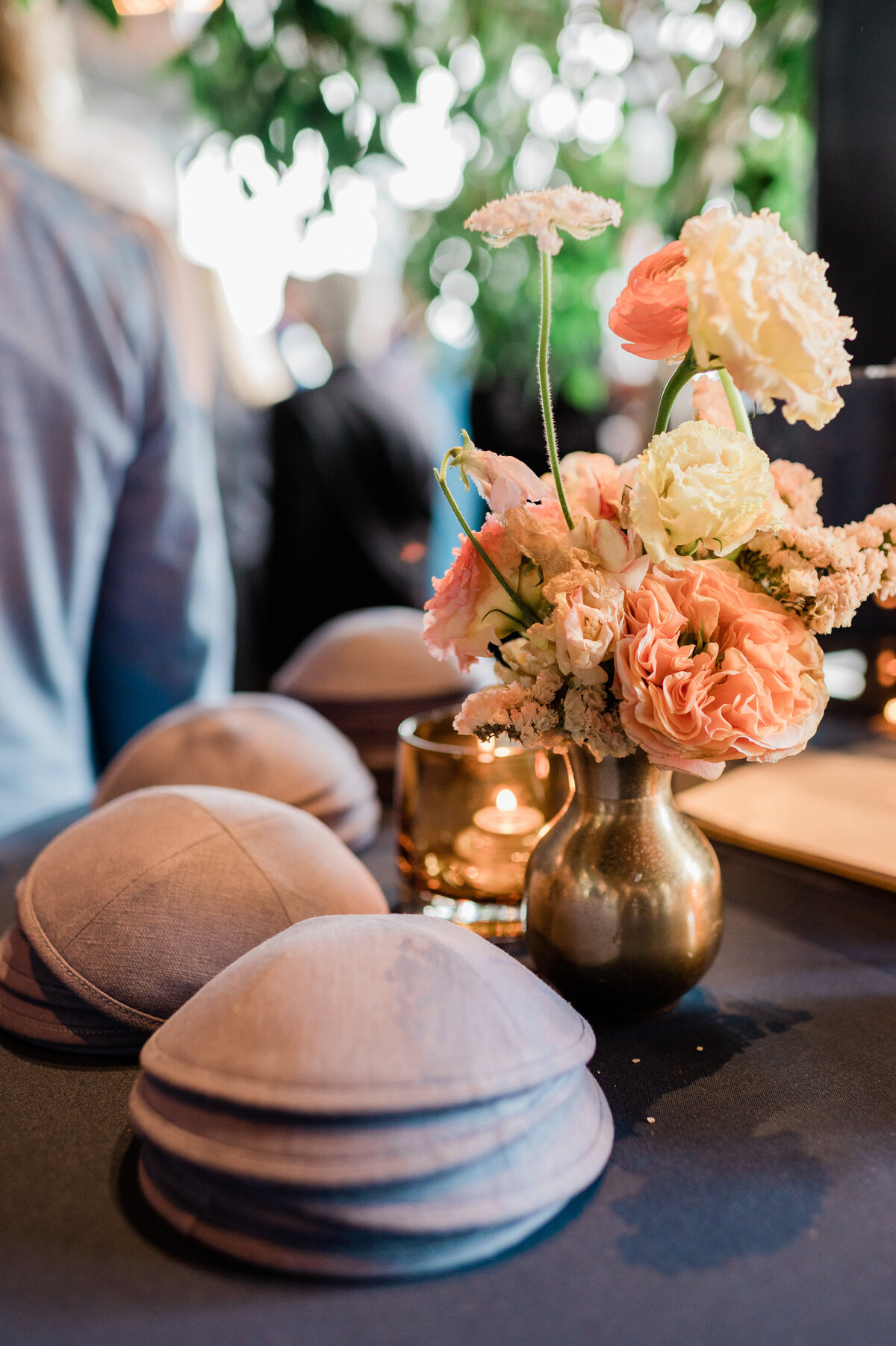 Several Kippahs on a table 