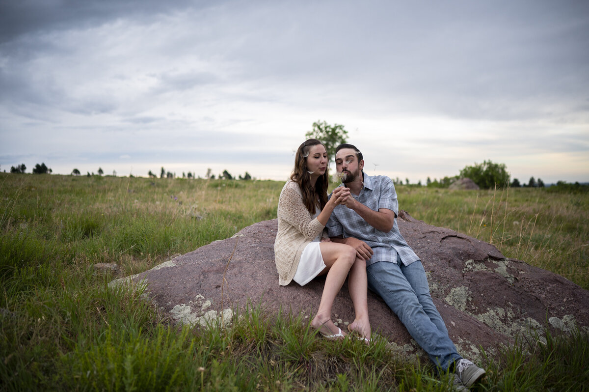 Front range engagement session in white dress