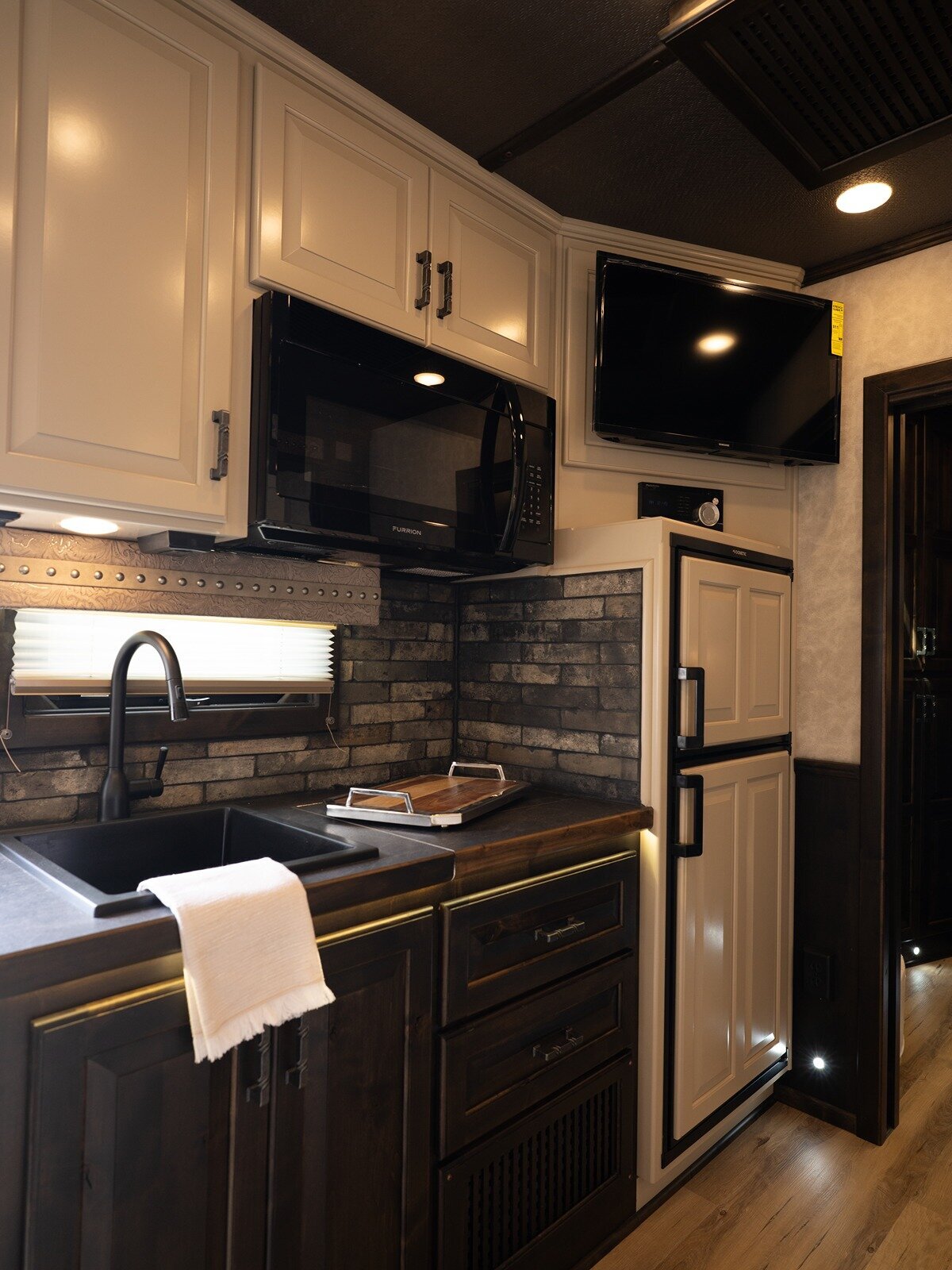 luxury horse trailer kitchen area
