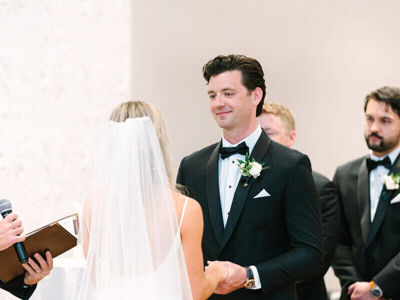 Bride and groom looking at each other by wedding planners in chicago