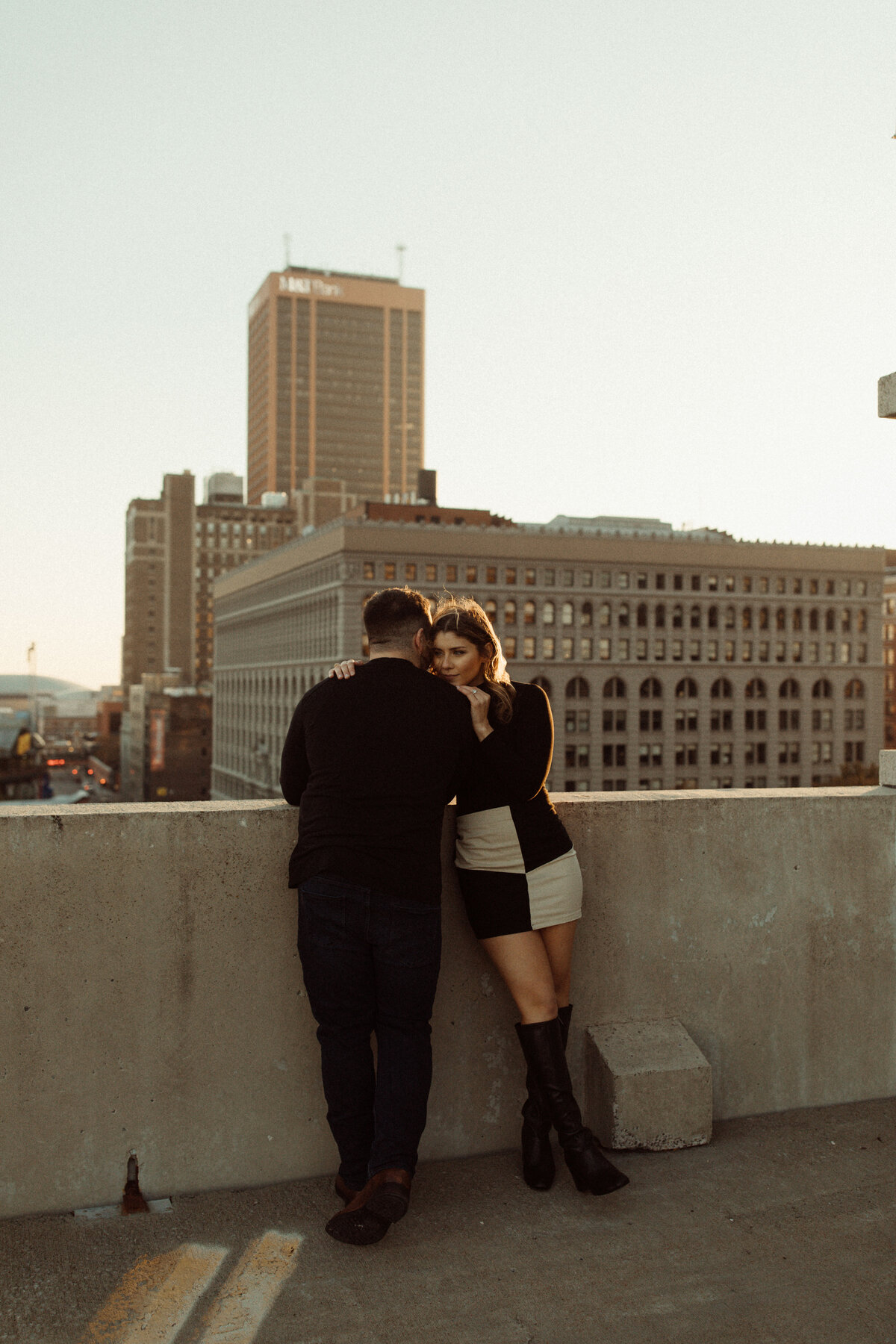 Urban rooftop engagement session