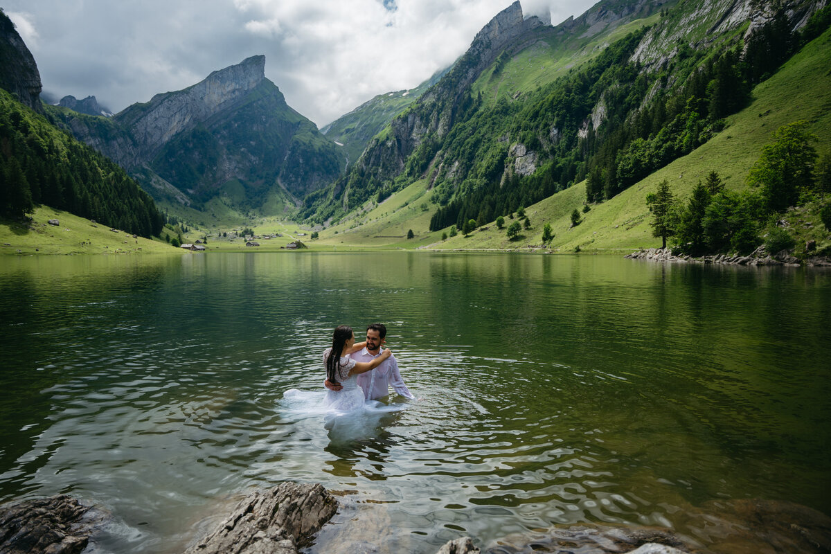 Couple in the water at Seealpsee