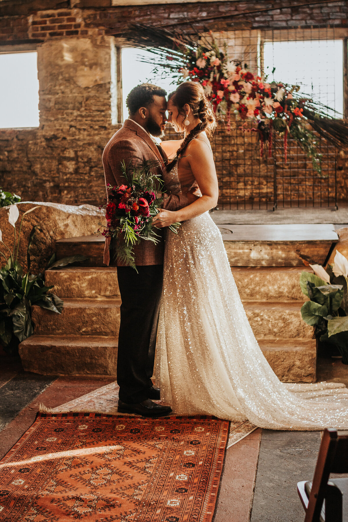 Moody and industrial wedding at North Church Venue in Muncie, IN