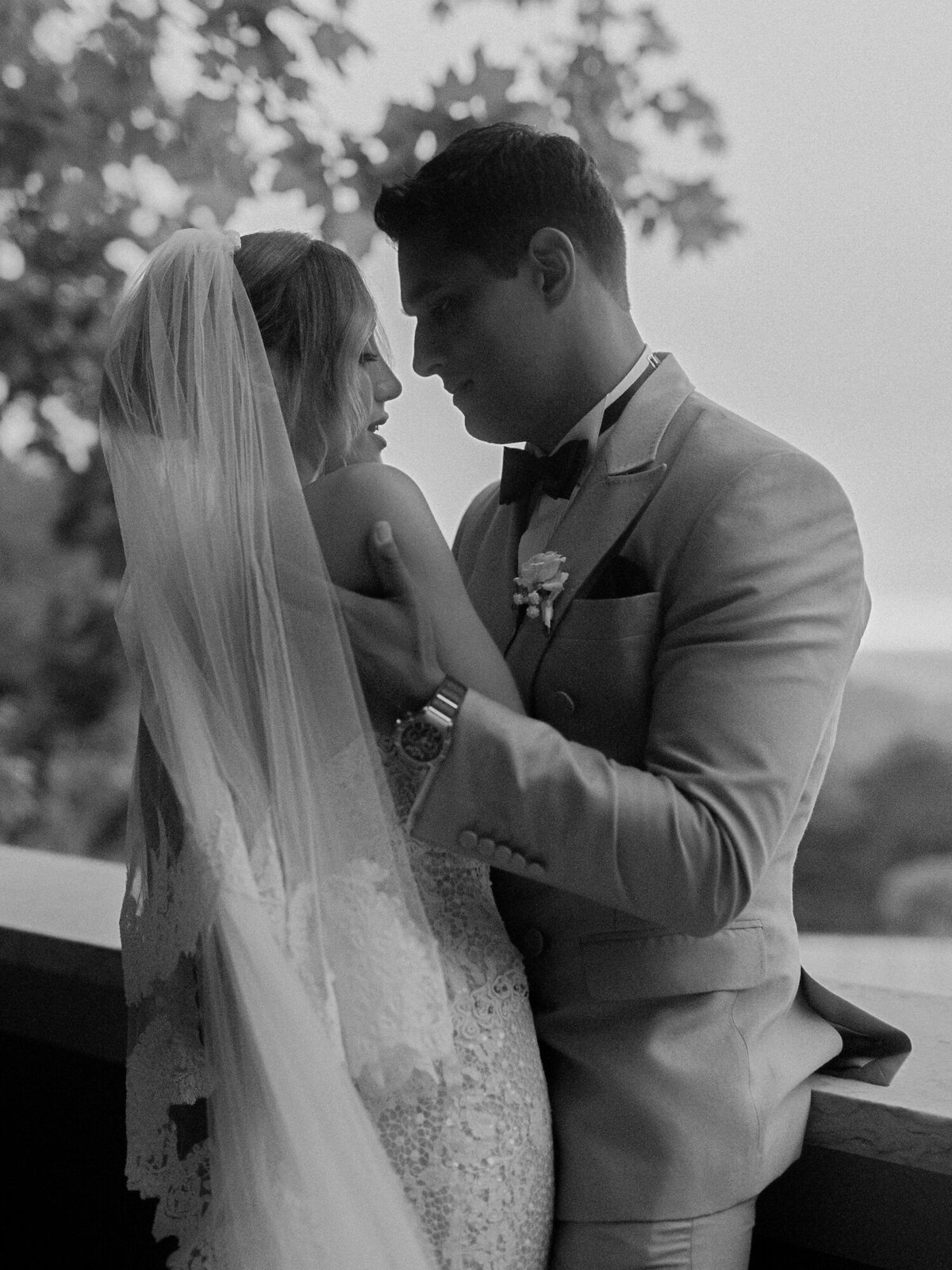Quinta da Bellavista destination wedding photo with a couple looking at each other in black and white