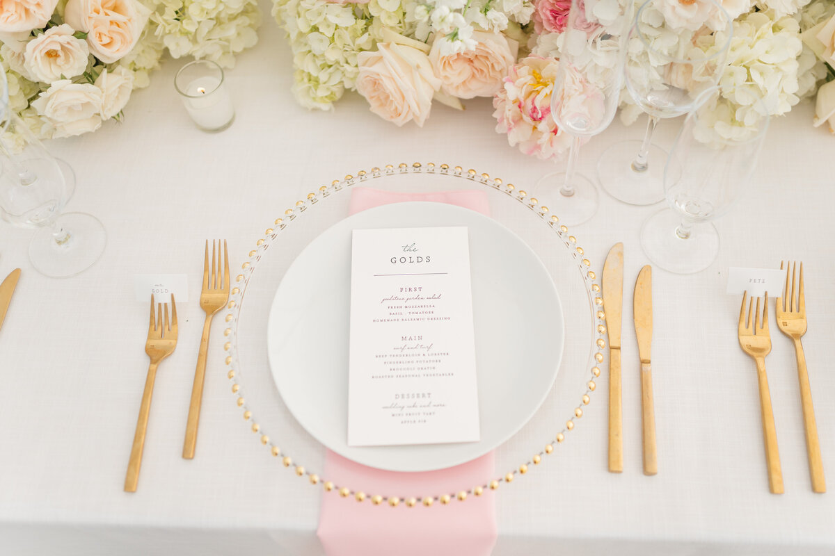 Classic Blush & Gold Goodstone Inn Wedding Reception Details Megan Kelsey Photography-1286