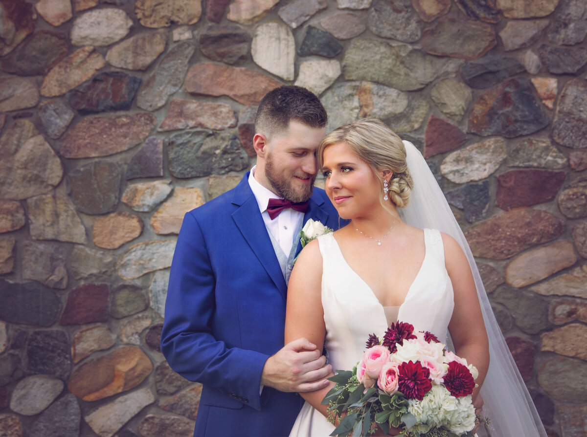 Bride and groom getting cozy at Penn State Behrend Erie PA