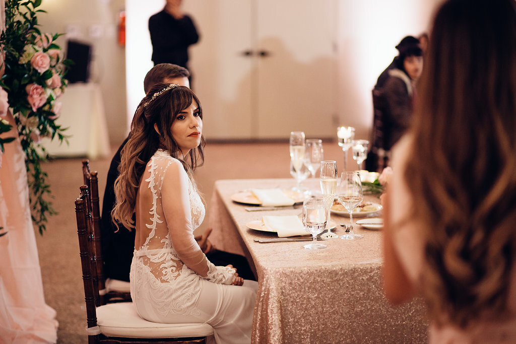 Wedding Photograph Of Bride Sitting in Side View Los Angeles