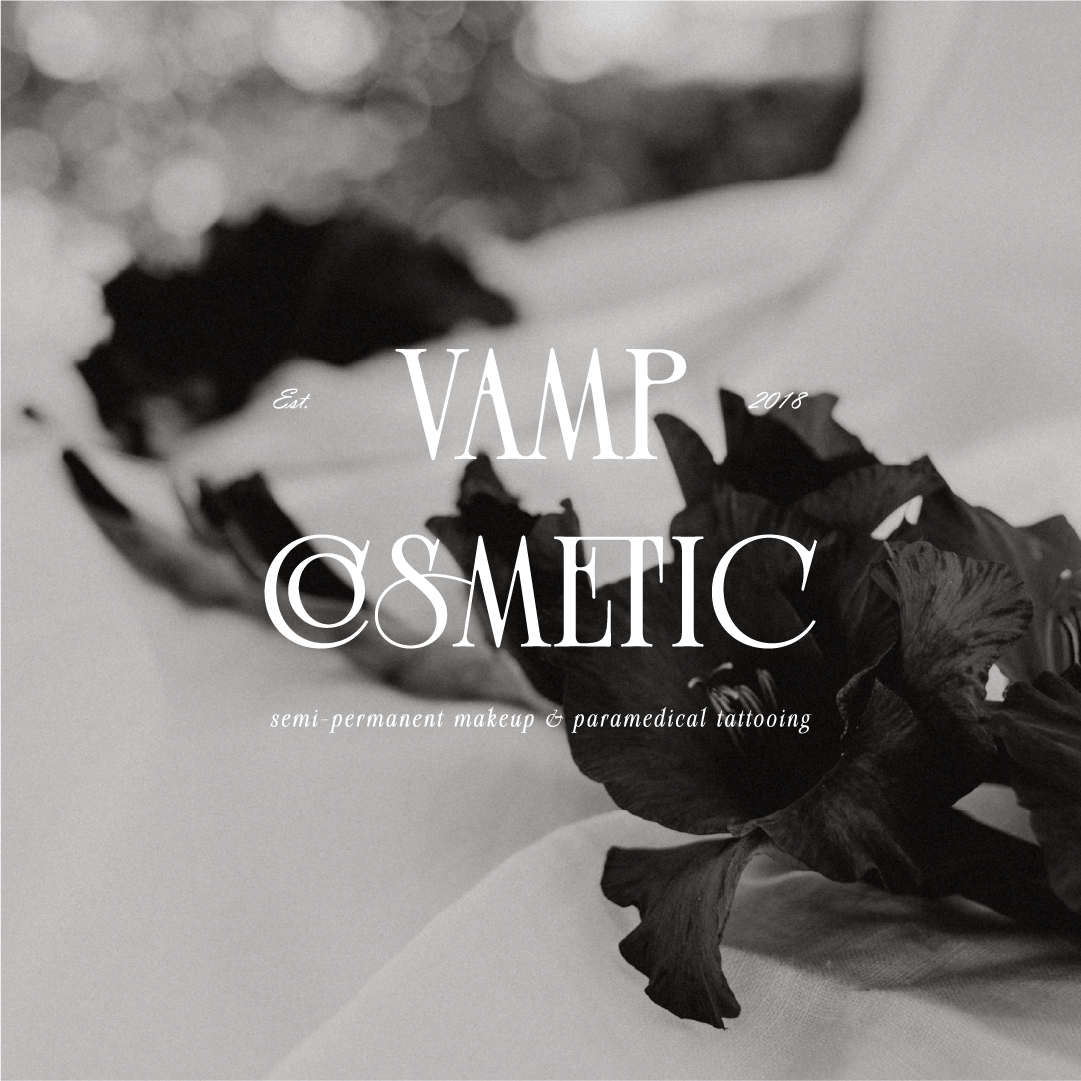 Vamp Cosmetic Tattoo Logo Design with Serif Font