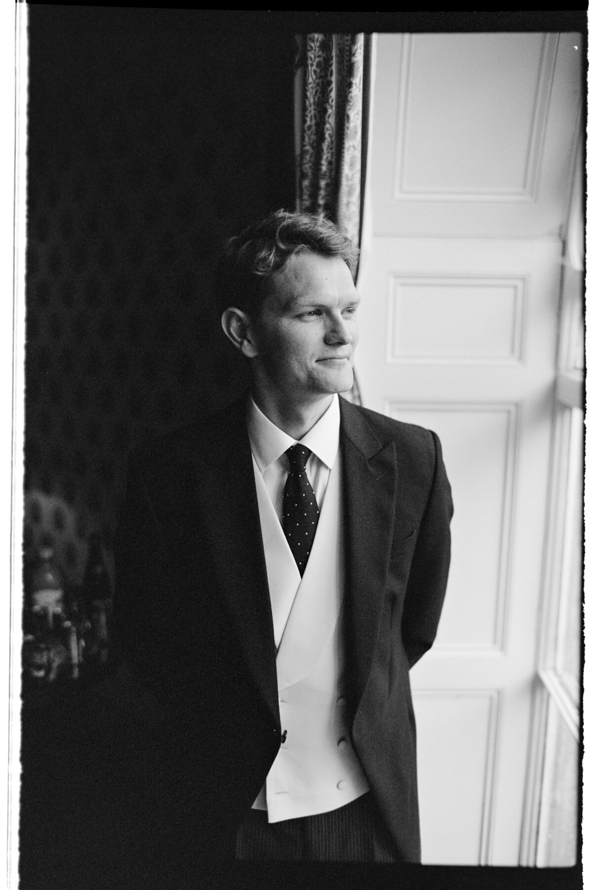 Groom portrait at Sezincote captured on film