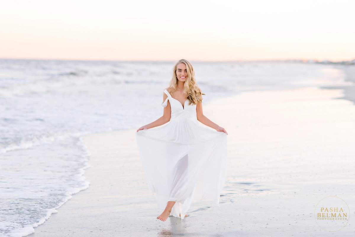 Myrtle Beach Senior Pictures in White Dress