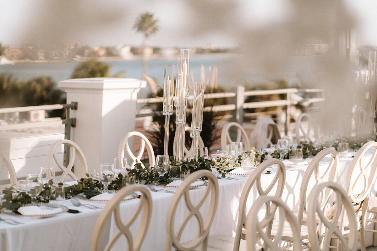 Table and chairs set up for wedding