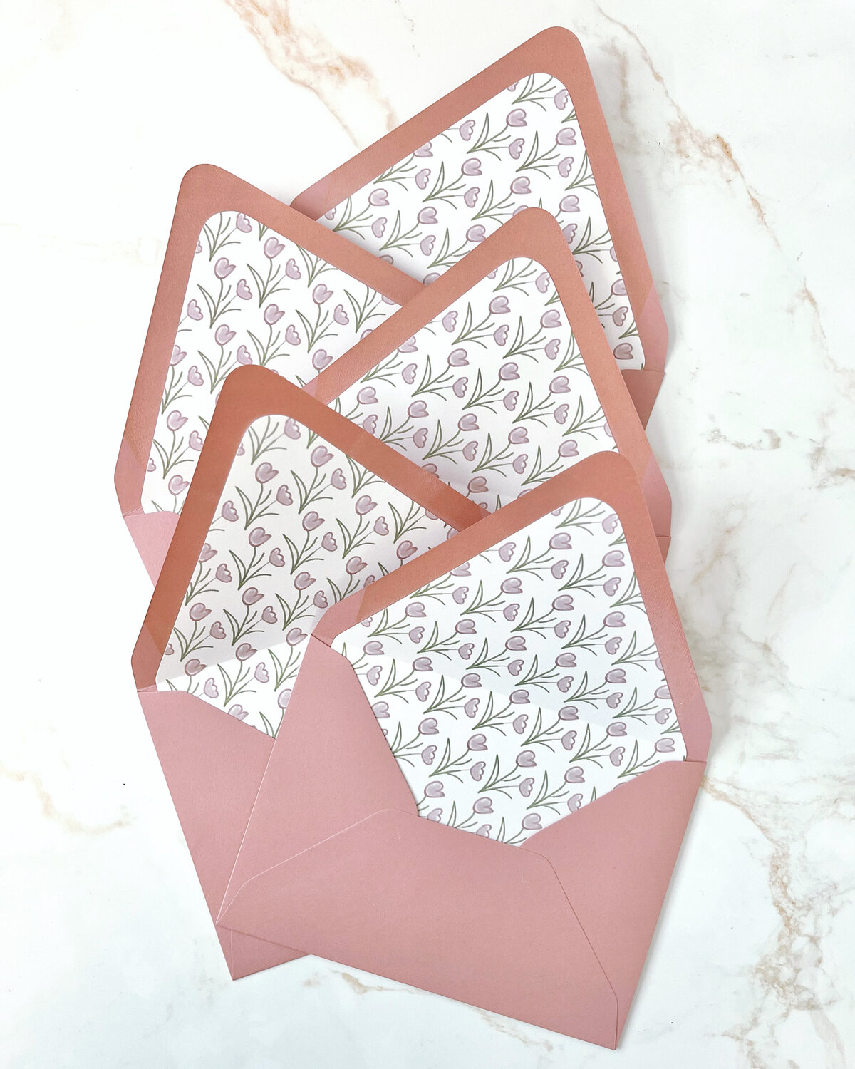 watercolor envelope liner pink floral