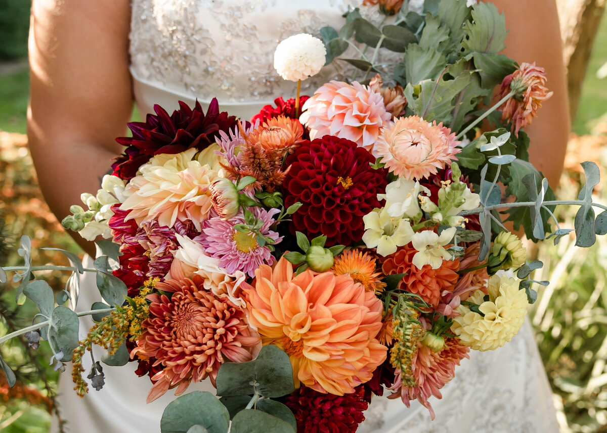 Fall bouquet for fall wedding at Union Mills Maryland