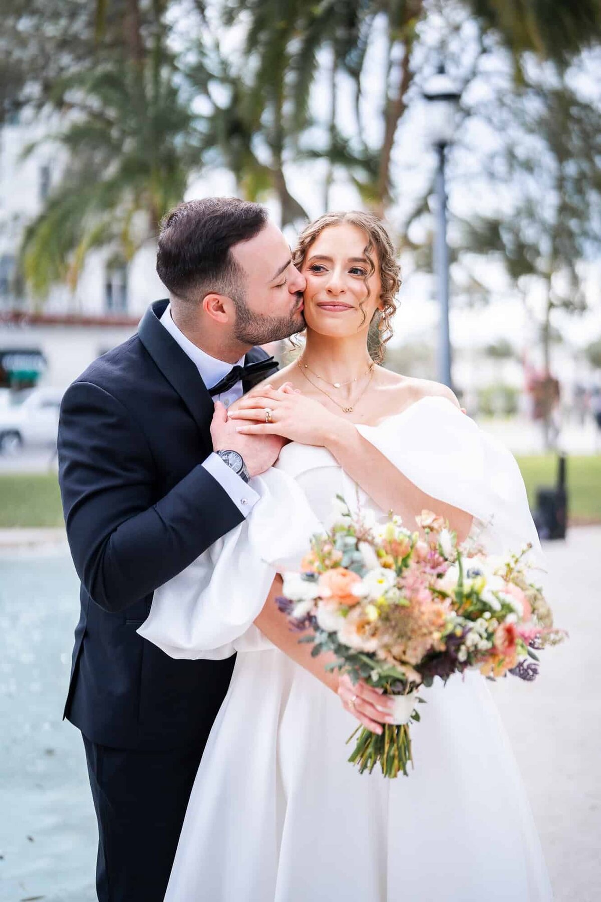 Couple's first kiss at Venue at Daisy Hill Wedding Ceremony