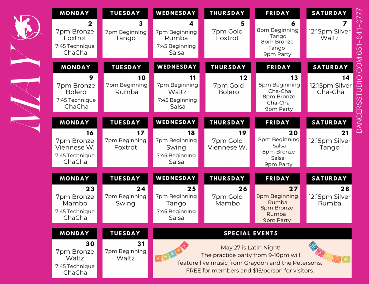 Calendar of Events Dancers Studio St Paul MN