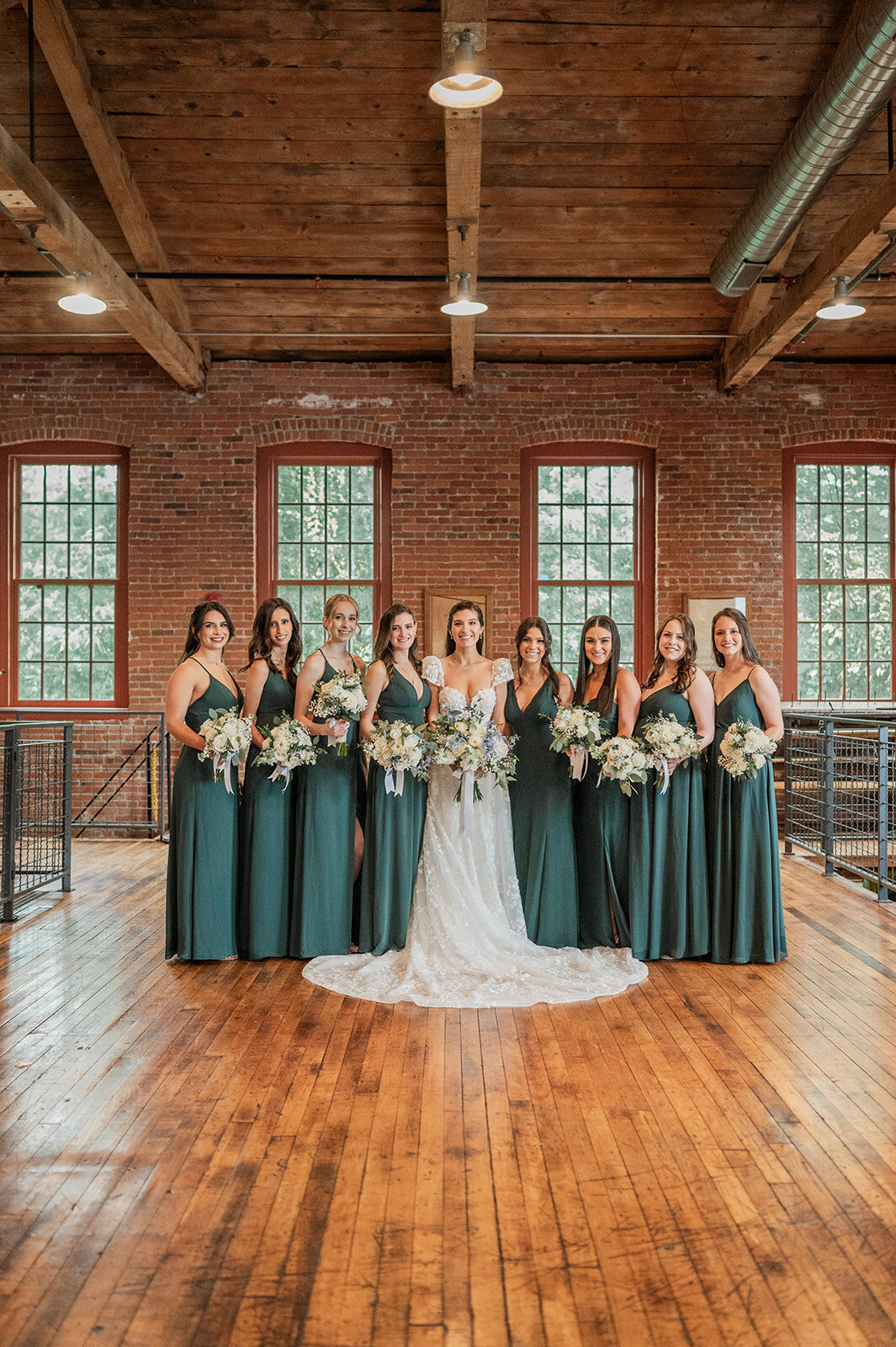 bride and bridesmaids during rain city winery wedding