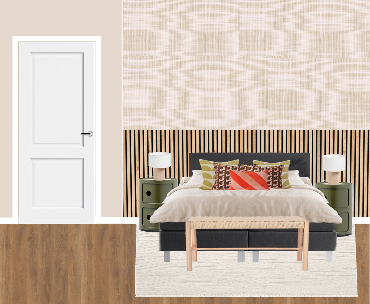 slaapkamer met deur kartell nachtkastjes 