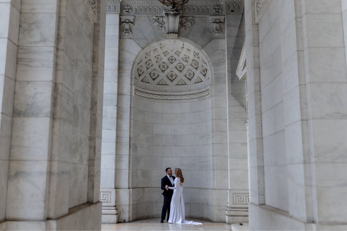 Couple dancing in their wedding photos after eloping.