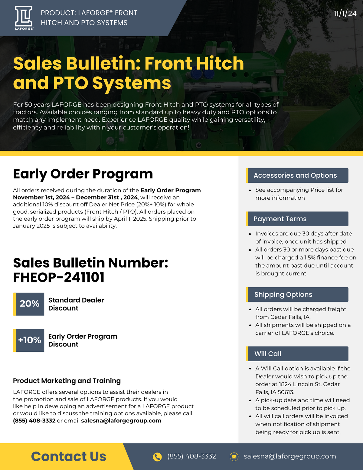 LAFORGE - Sales Bulletin Early Order Program