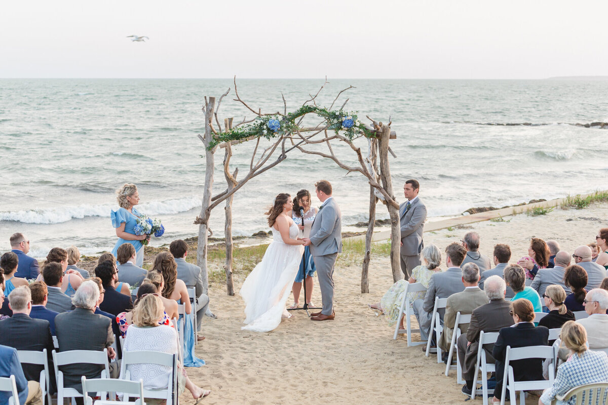 A beach ceremony for a Jewish wedding on Cape Cod