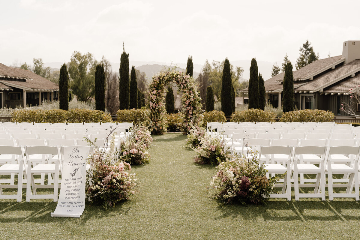 Floral arch in wedding ceremony
