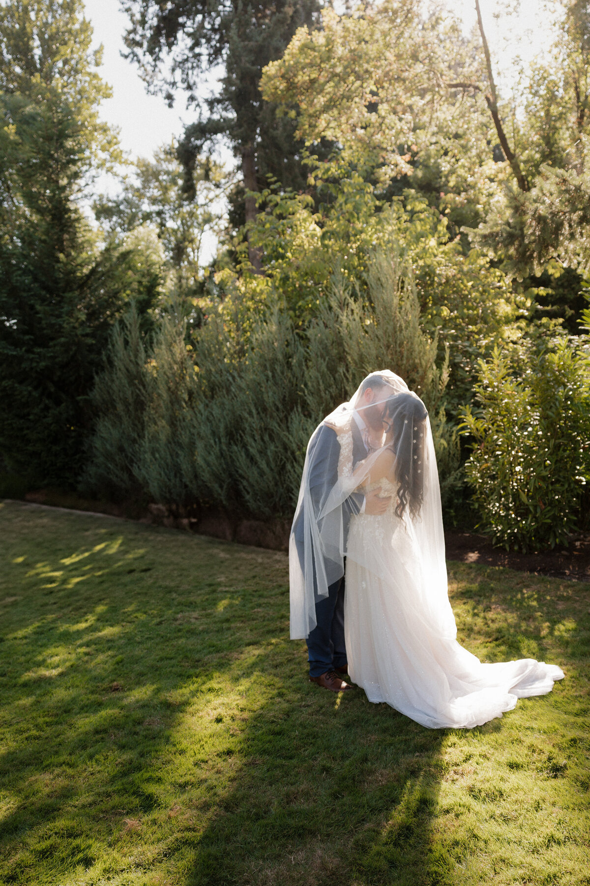 Whimsical Veil Wedding Portrait