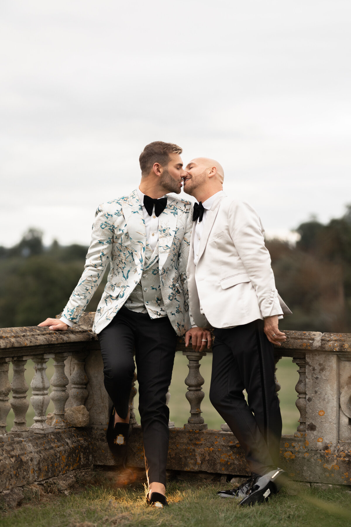 Editorial couple portraits at luxury same sex wedding at Orchardleigh Estate