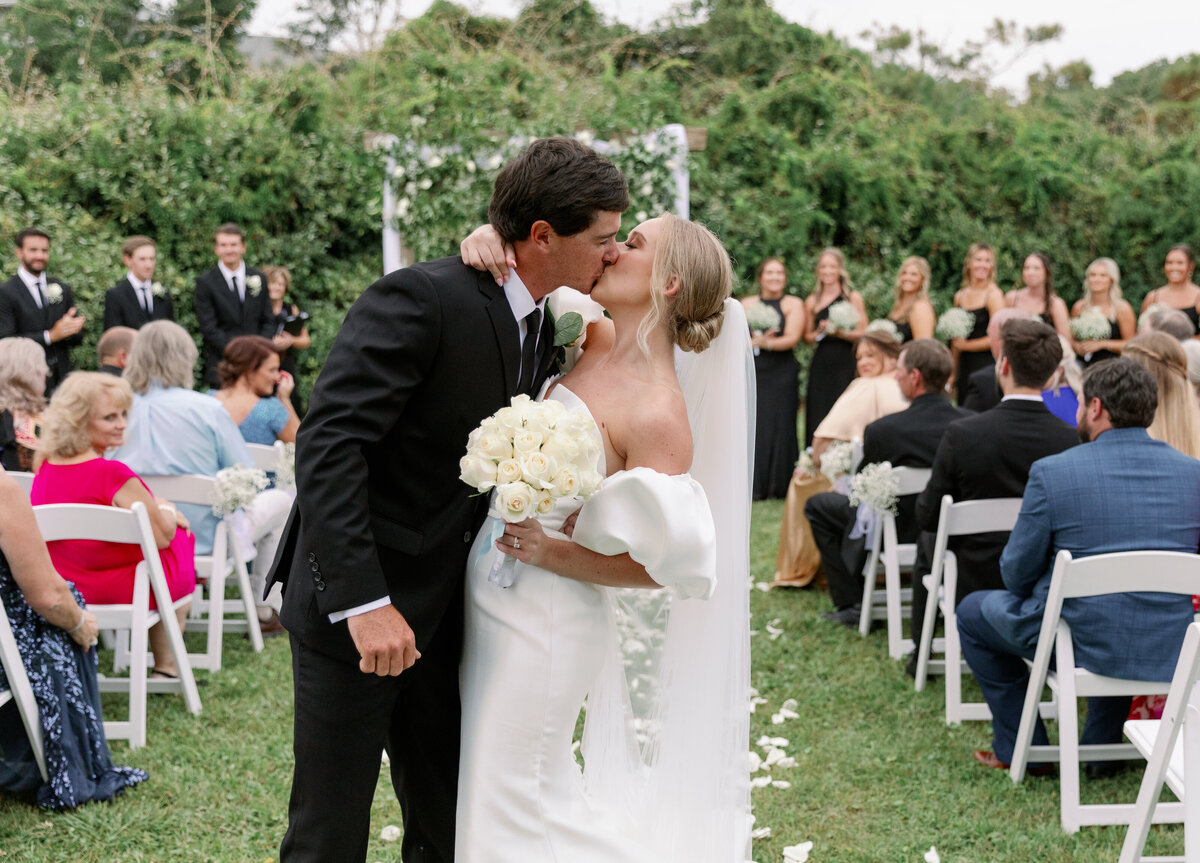 First kiss - wedding at Merrell Estate