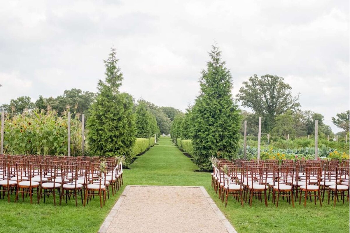 Garden ceremony design for a luxury Italian inspired Chicago North Shore wedding.