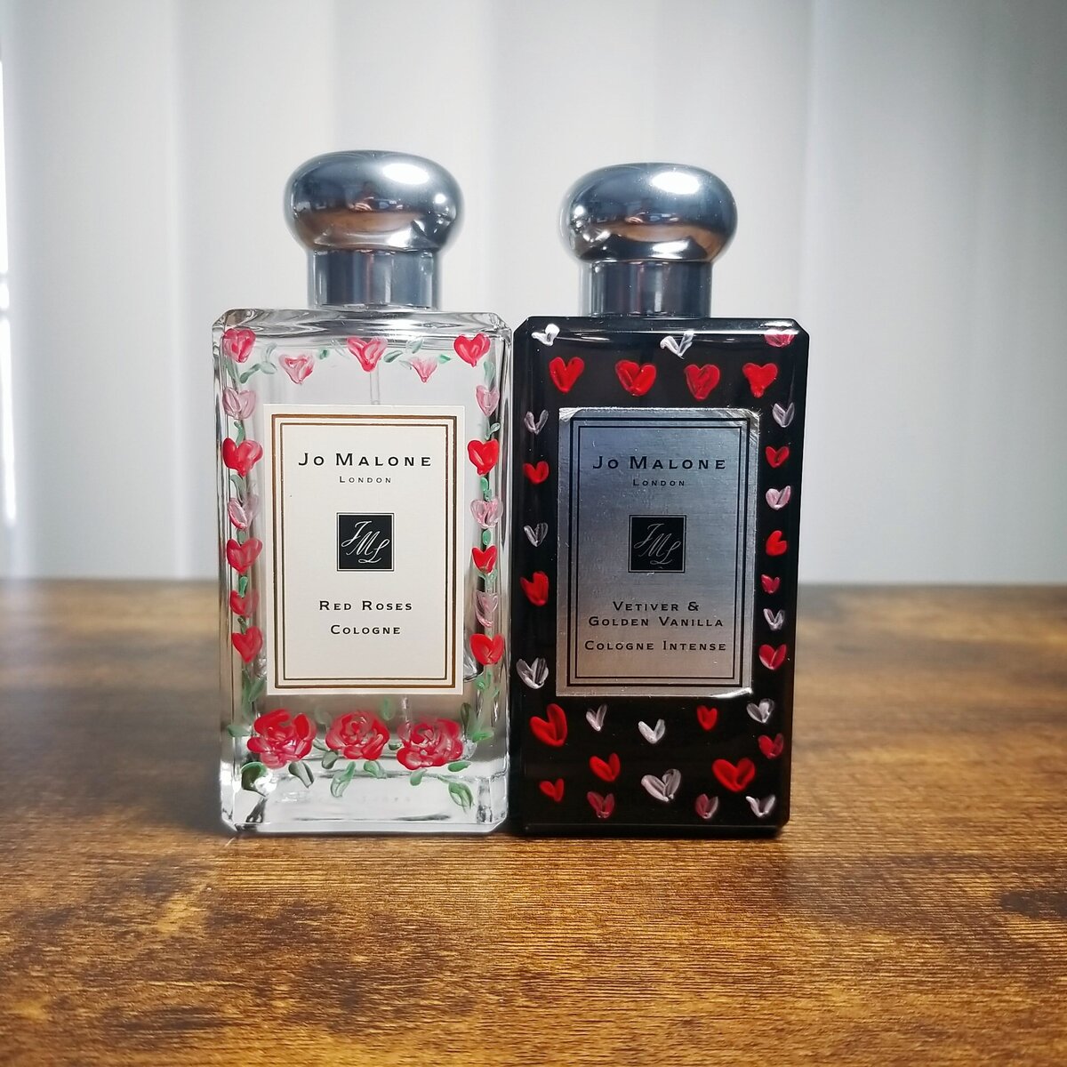 Bottle painting brand activation for Jo Malone perfume bottles at an event by live artist Jenny Zhang