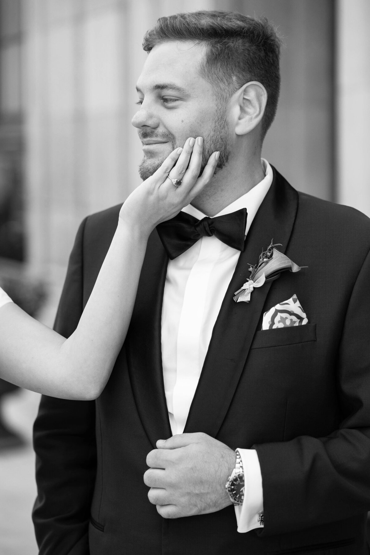 Groom wearing a tuxedo