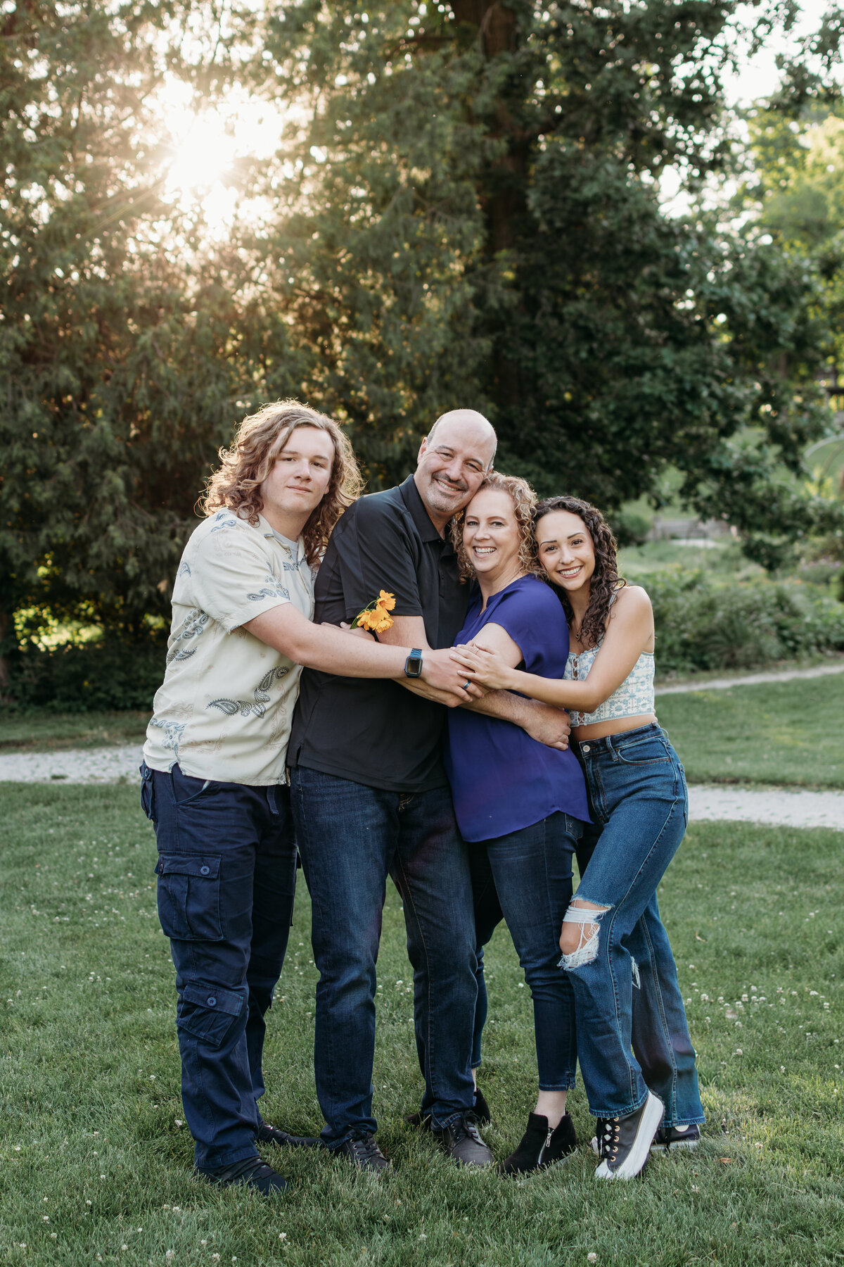 Candid Photo of a family with adult kids, in Batavia, IL