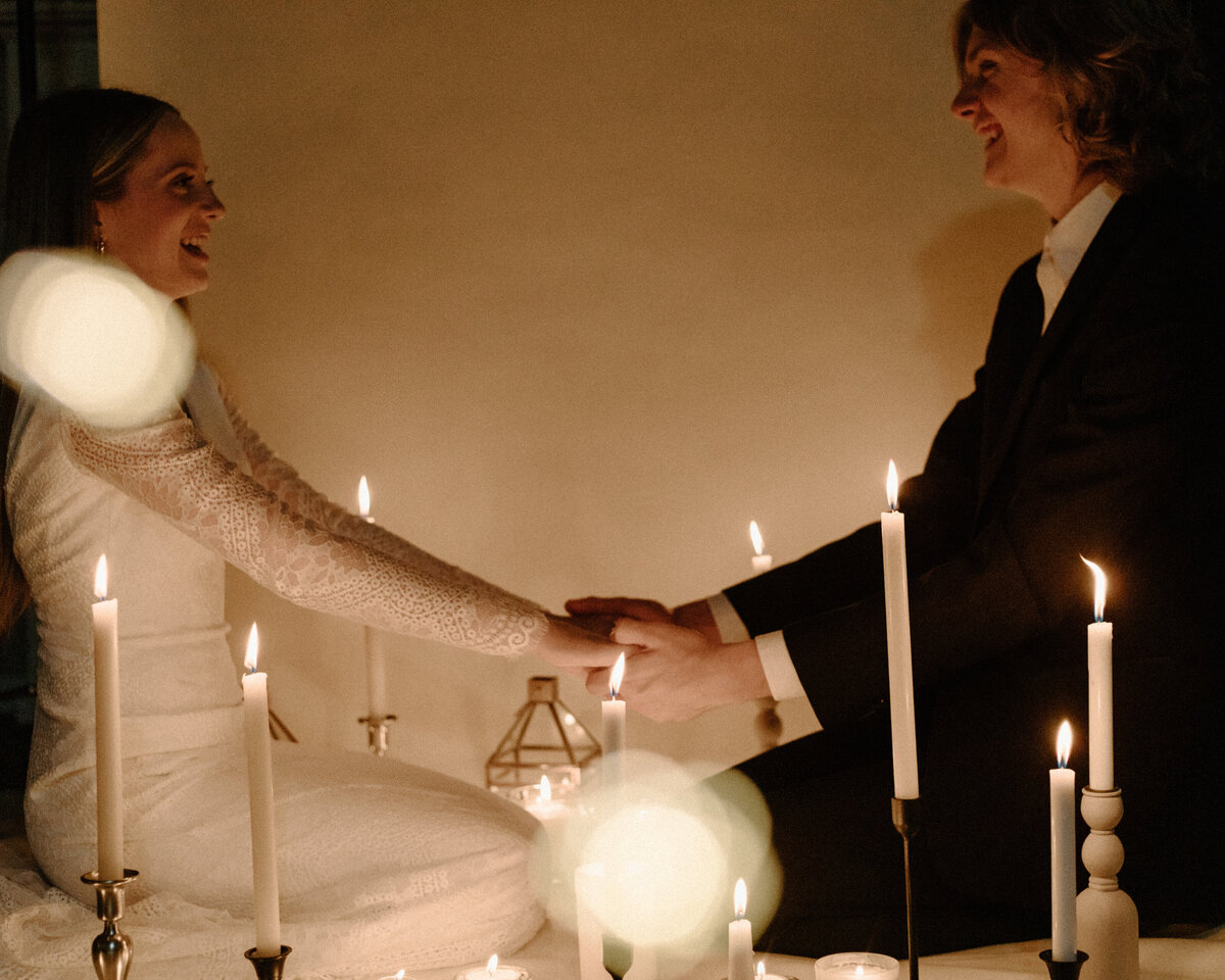 candlelight bridal photos