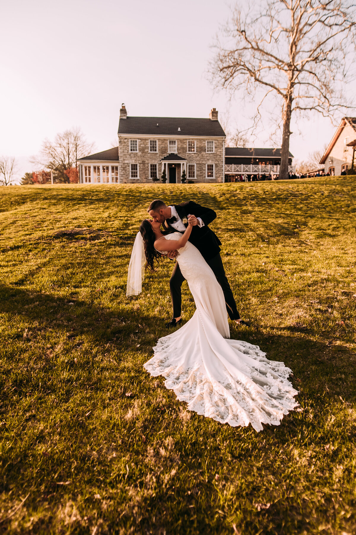 dramatic wedding photo outside in st charles