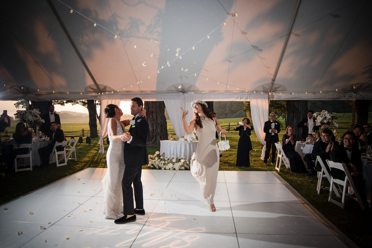 A couple shares a first dance at a destination wedding in Vermont