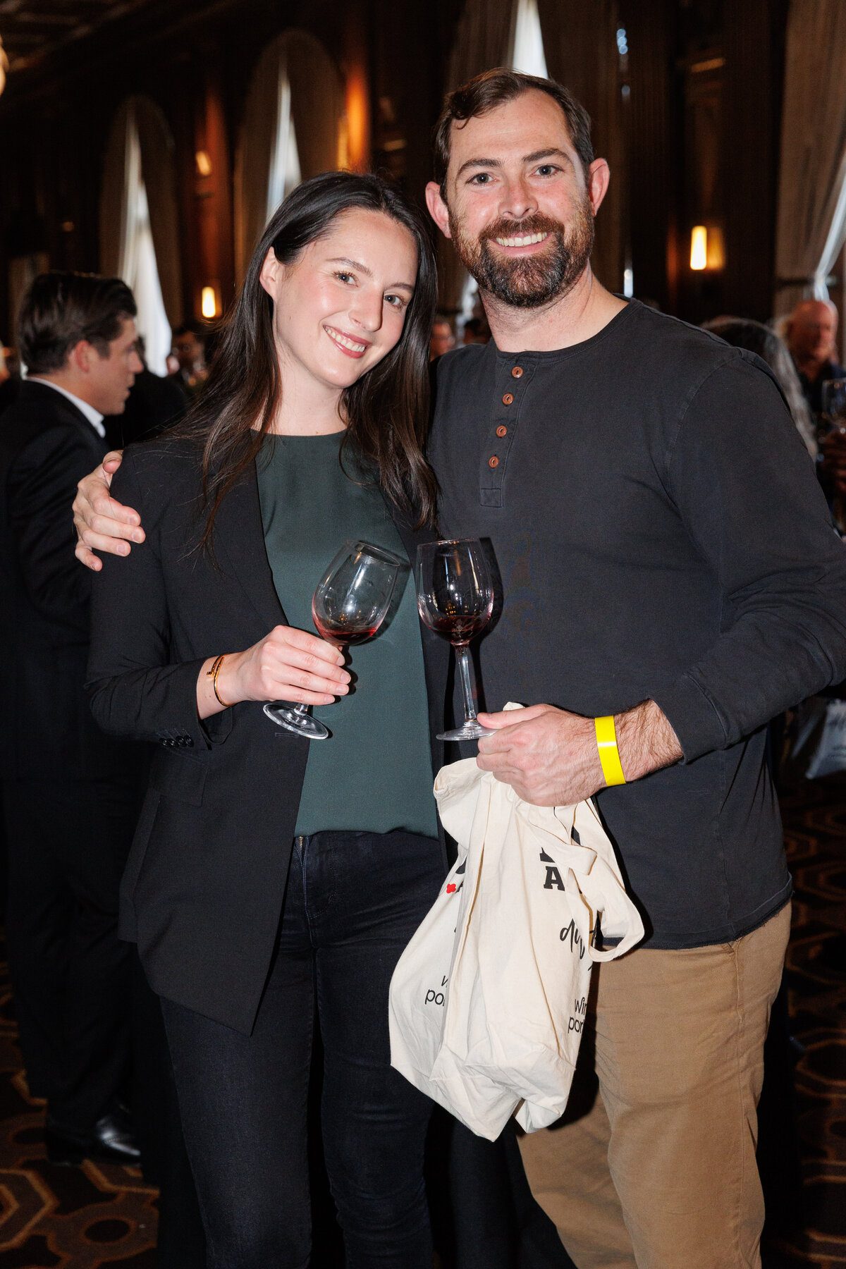 Couple smiling at Julia Morgan ballroom in San Francisco