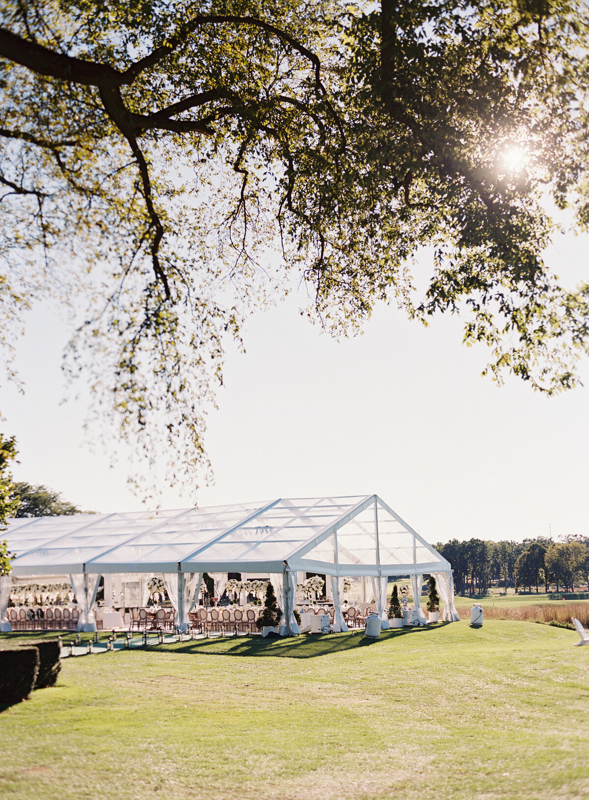 A picture of the wedding tenant at the Onwentsia country club. 
