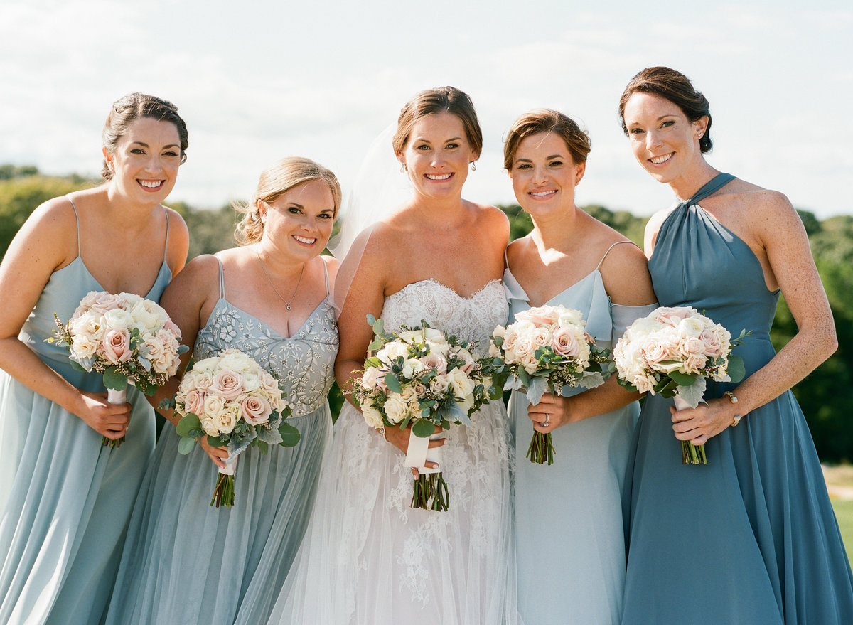 Bridesmaids dusty blue dresses