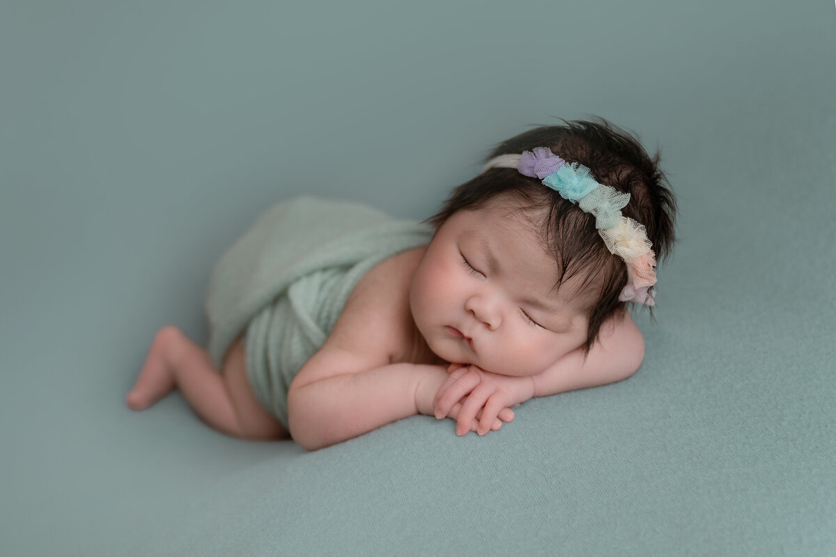 Edmonton Newborn Photography blue green background