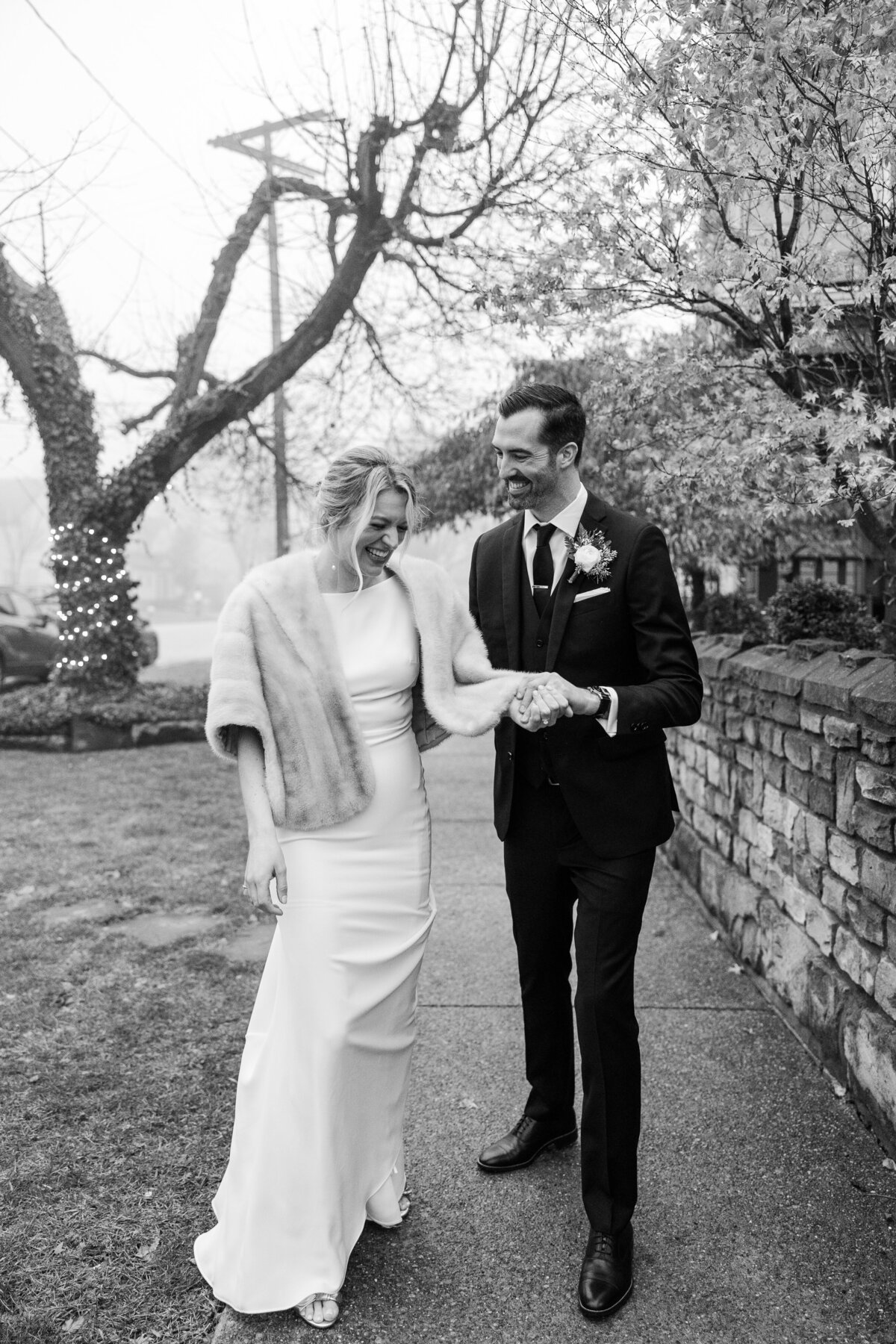 black and white bride and groom portraits in cleveland ohio