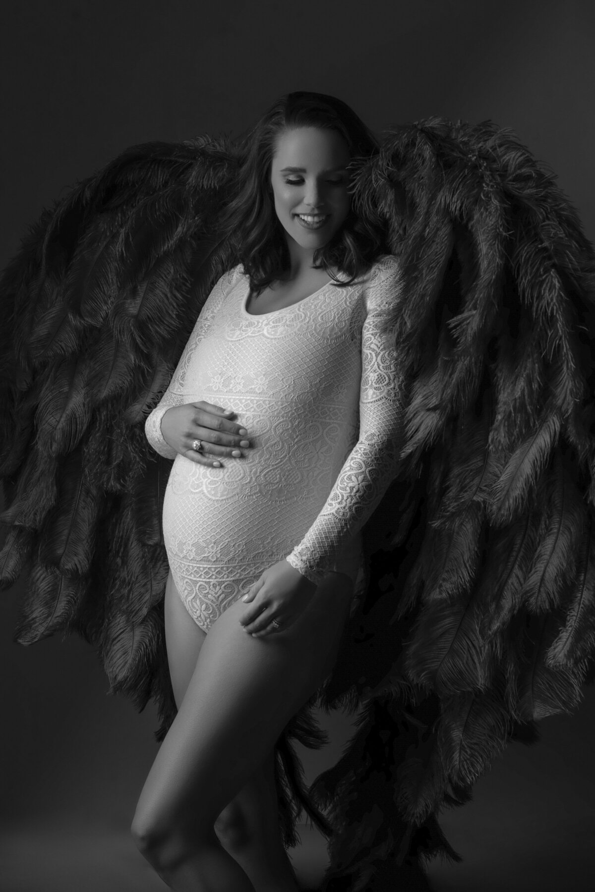 In BW Raleigh NC Maternity Portrait Photographer 9