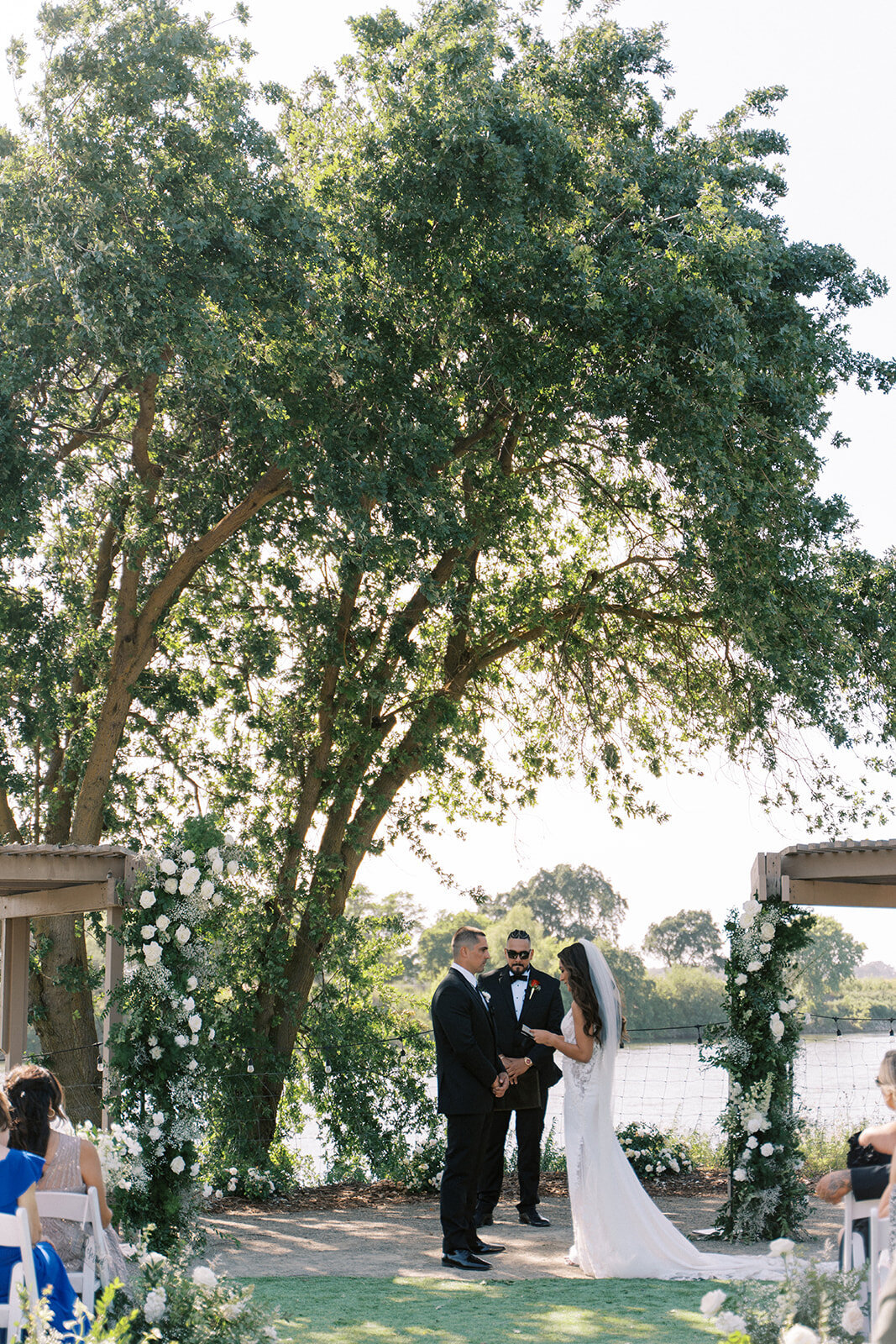 ceremony at park winters with pillar flowers
